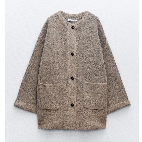 NWT Zara Short Knit Coat With Scarf - Picture 8 of 16